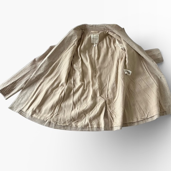 Anthropologie Avec Les Filles checked patchwork blazer XS beige long sleeve - Picture 6 of 8